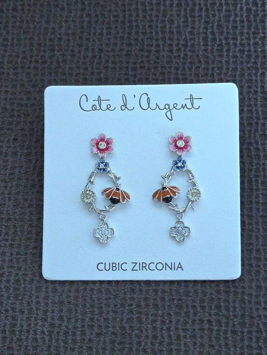 Cote d'Argent Jewelry - Cote d'Argent Whimsical🧚♀️ Bee🐝 and Flowers🌸 Earrings - NWT